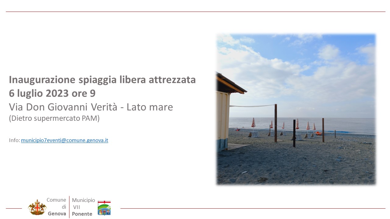 Save The Date Inaugurazione Spiaggia Libera Attrezzata